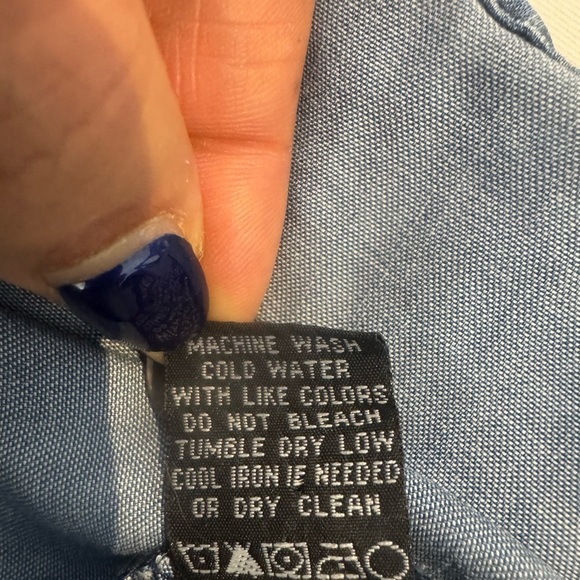 Velvet Heart Women's Knee Length Denim Shirt Dress Blue 3/4 Roll Sleeve Collared - Picture 9 of 10